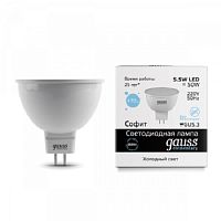 Лампа светодиодная Gauss Elementary MR16 Софит GU5.3 220В 5.5Вт 470Лм 6500К 50х45мм картинка 